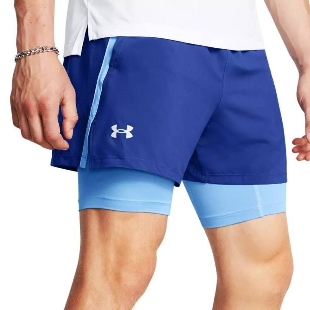 Under Armour Mens Launch Woven Blue 2-in-1 Shorts -R